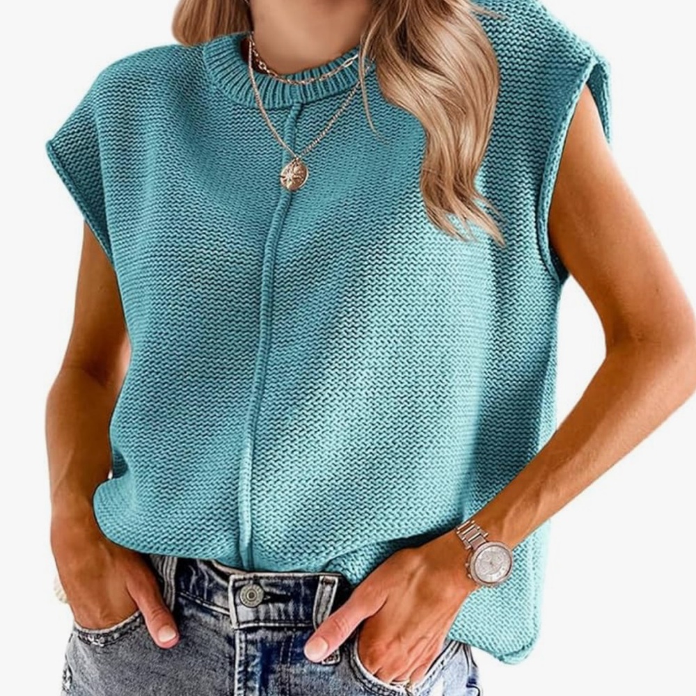 Chic Nation Teal Sleeveless Sweater